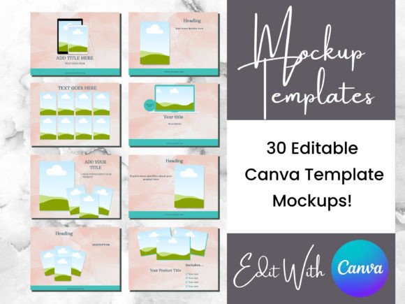 Download 15 Peachy Green Digital Product Mockups - Product mockups Collection